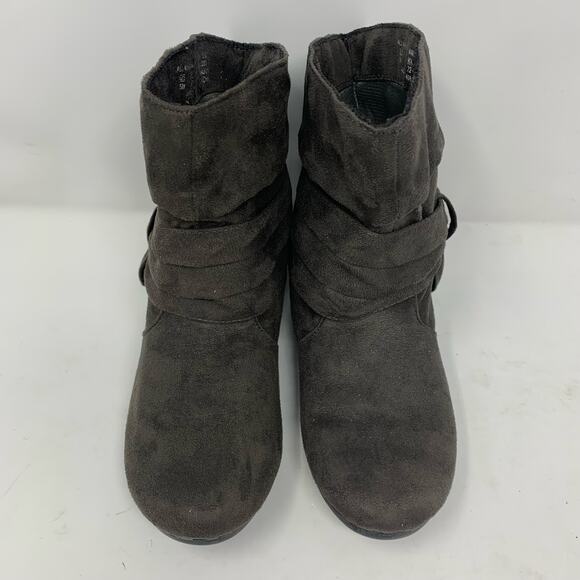 Bongo REID Slouchy Ankle Boots Size 5 Brown Side Tie Faux Suede Booties Boho Y2K - Picture 7 of 12